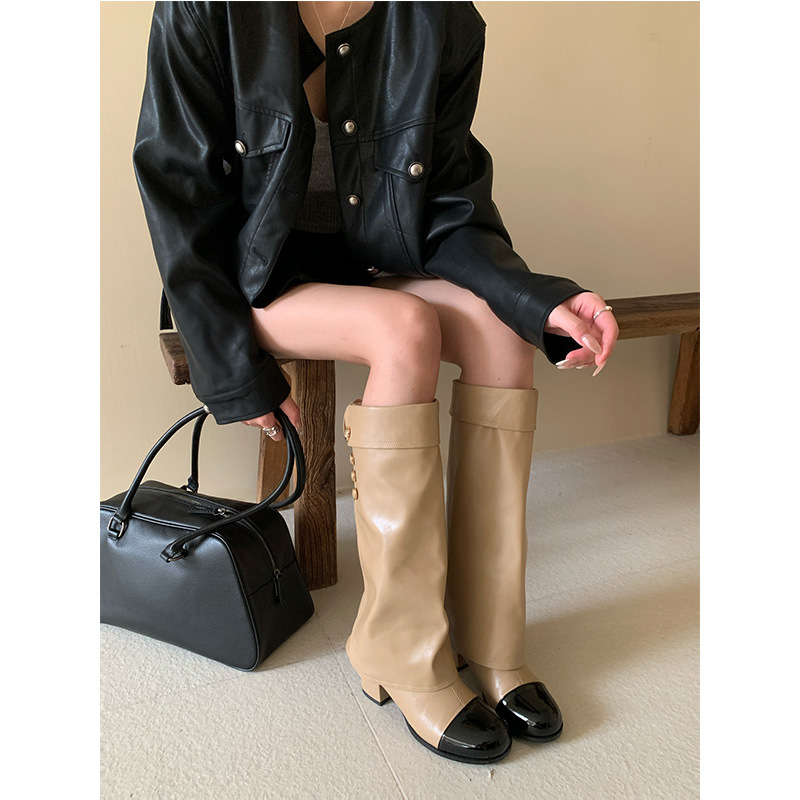 Knee High Sock Women - Botas de caballero con punta redonda